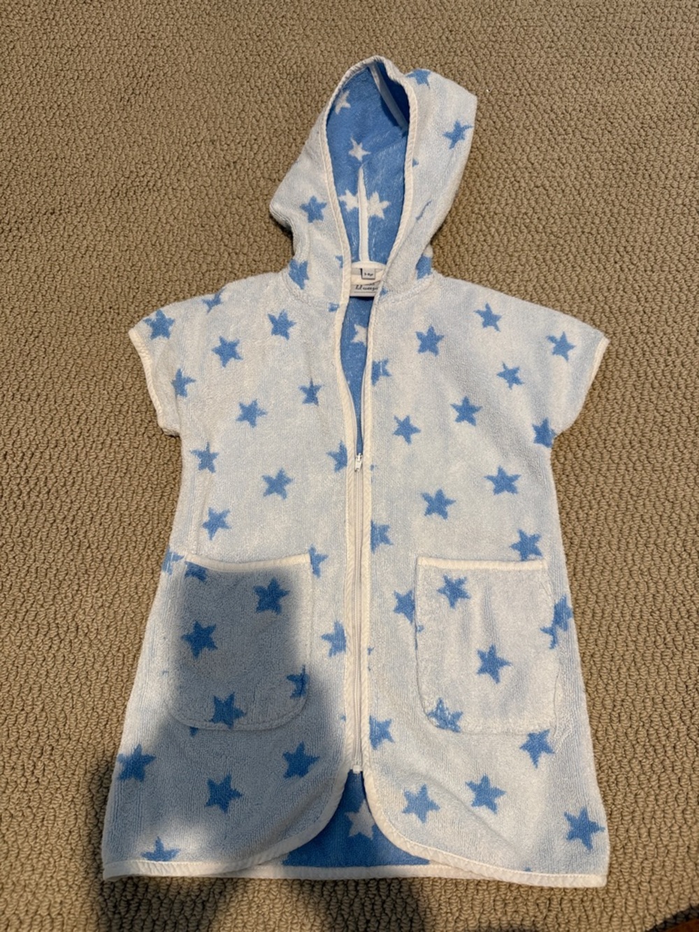Lil Weezie Towels Kids Hooded Star Terry Swim Cover Up Robe - Light Blue